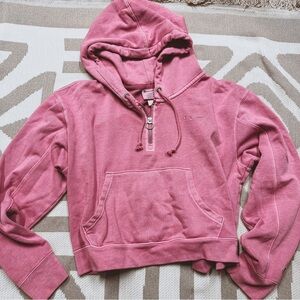 Women’s washed pink champion scuba style 1/2 zip oversize hoodie L